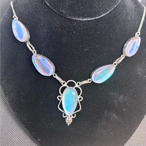 Sterling Silver Rainbow Moonstone Necklace